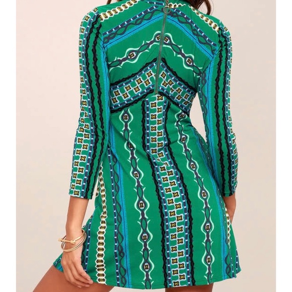 Free People Stella Green Mini Dress Retro NWT - Picture 5 of 8